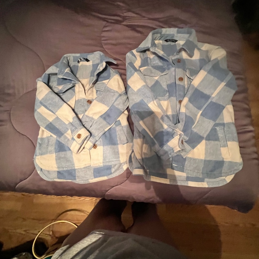 Blue/white plaid Shacket / matching